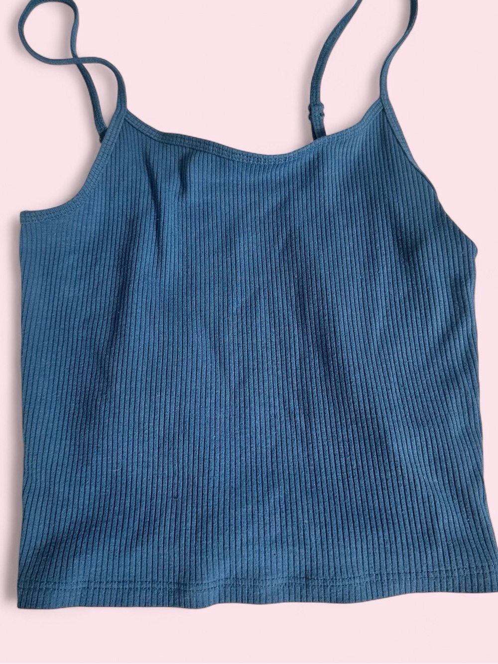 American Eagle Outfitters Ribbed Teal-Blue Spaghetti Strap Tank